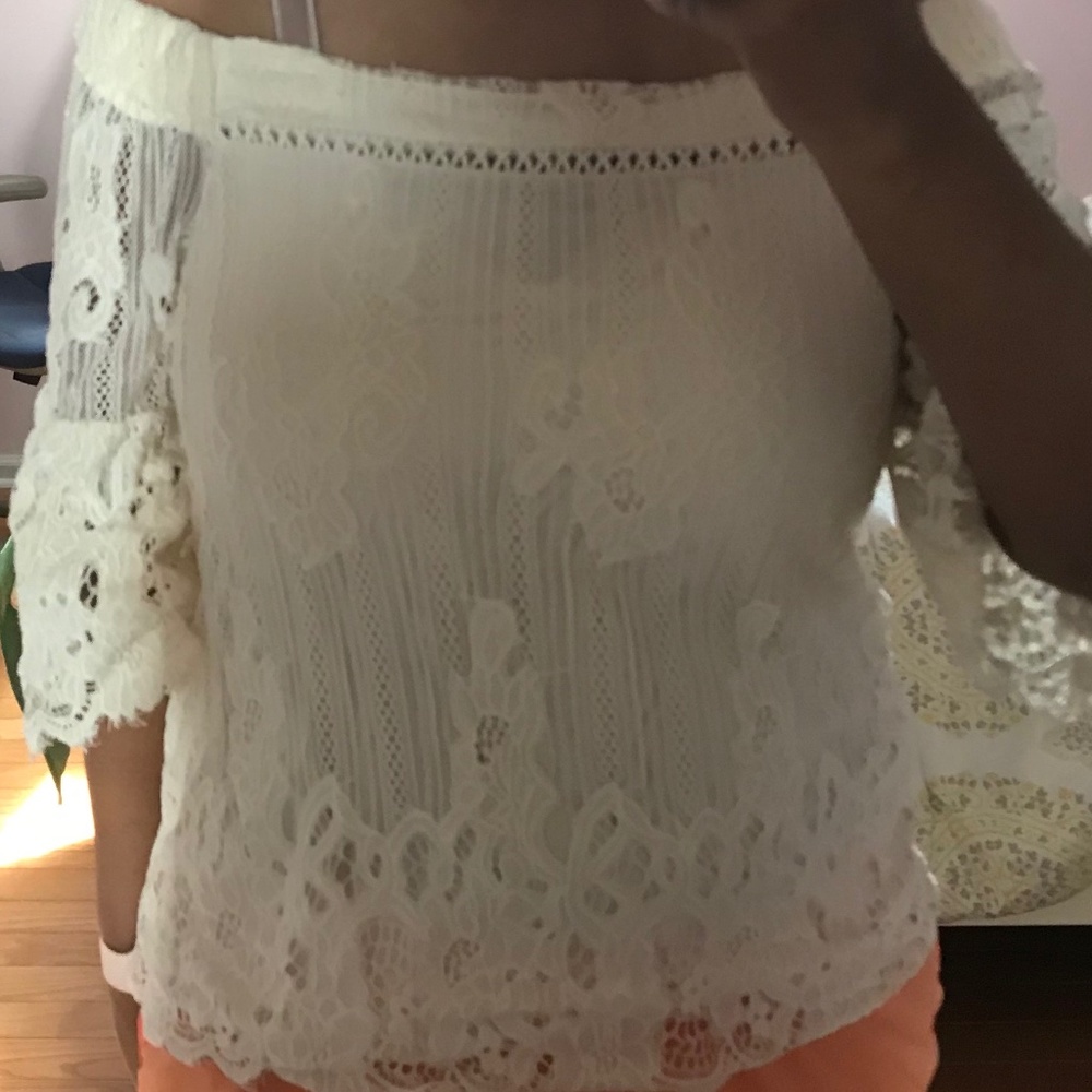 ivory lace off the shoulder top
